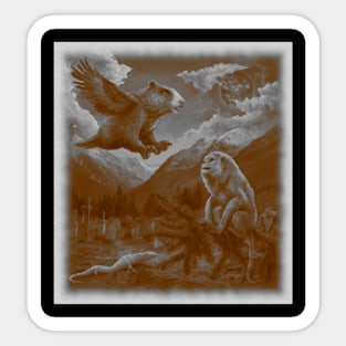 AI generated groundhog bear eagle hybrid Sticker